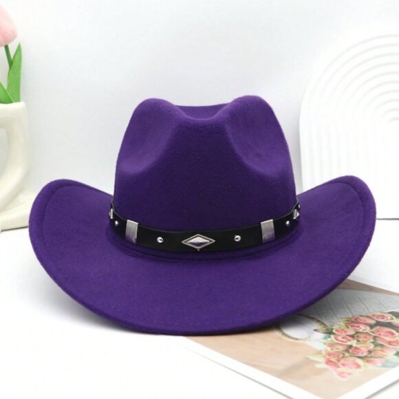 Purple Western Cowboy, Cowgirl Hat, Silver Diamond Band – Unisex‎ Rodeo Hat - Picture 2 of 5